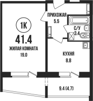 1-комнатная в жилом комлексе «Династия»