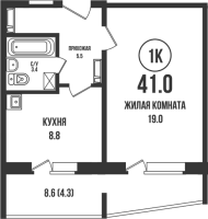 1-комнатная в жилом комлексе «Династия»