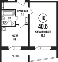 1-комнатная в жилом комлексе «Династия»