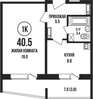 1-комнатная в жилом комлексе «Династия»