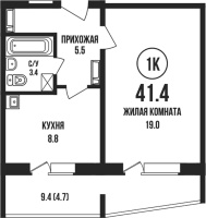 1-комнатная в жилом комлексе «Династия»