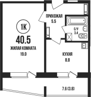 1-комнатная в жилом комлексе «Династия»