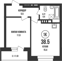1-комнатная в жилом комлексе «Династия»