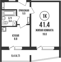 1-комнатная в жилом комлексе «Династия»