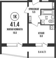 1-комнатная в жилом комлексе «Династия»