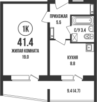 1-комнатная в жилом комлексе «Династия»