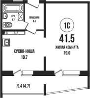 2-комнатная студия в жилом комлексе «Династия»