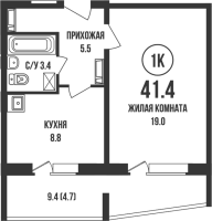 1-комнатная в жилом комлексе «Династия»