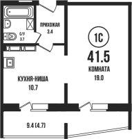 1-комнатная студия в жилом комлексе «Династия»