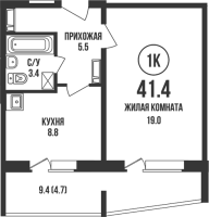 1-комнатная в жилом комлексе «Династия»