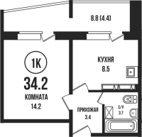 1-комнатная в жилом комлексе «Династия»