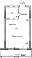 1-комнатная студия в жилом комлексе «Чацкий»