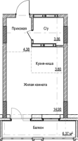 1-комнатная студия в жилом комлексе «Чацкий»
