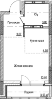 1-комнатная студия в жилом комлексе «Чацкий»