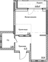 1-комнатная студия в жилом комлексе «Чацкий»
