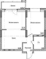 2-комнатная в жилом комлексе «Чацкий»