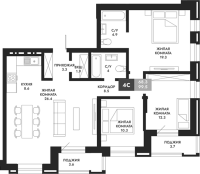 4-комнатная студия в жилом комлексе «Паскаль»
