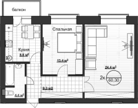 2-комнатная в жилом комлексе «Уютный»