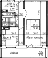 1-комнатная в жилом комлексе «Аквамарин»