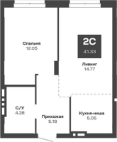 2-комнатная студия в жилом комлексе «Базилик»