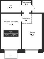 1-комнатная в жилом комлексе «Гренландия»