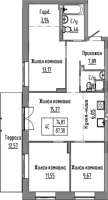 4-комнатная студия в жилом комлексе «Базилик»