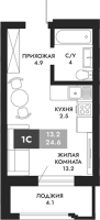 1-комнатная студия в жилом комлексе «Паскаль»