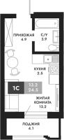 1-комнатная студия в жилом комлексе «Паскаль»