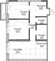 3-комнатная студия в жилом комлексе «Город-на-озере»