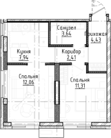 2-комнатная в жилом комлексе «Город-на-озере»