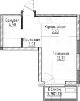 1-комнатная студия в жилом комлексе «Город-на-озере»