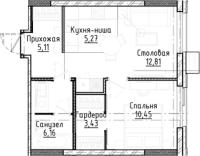 2-комнатная студия в жилом комлексе «Город-на-озере»