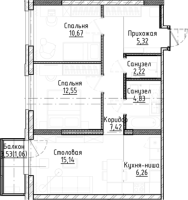 3-комнатная студия в жилом комлексе «Город-на-озере»