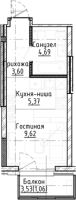 1-комнатная студия в жилом комлексе «Город-на-озере»