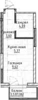 1-комнатная студия в жилом комлексе «Город-на-озере»