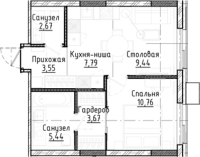 2-комнатная студия в жилом комлексе «Город-на-озере»