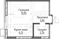 1-комнатная студия в жилом комлексе «Город-на-озере»