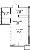 1-комнатная студия в жилом комлексе «Город-на-озере»