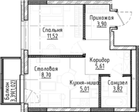 2-комнатная студия в жилом комлексе «Город-на-озере»