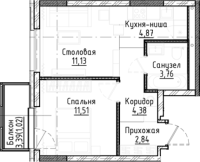 2-комнатная студия в жилом комлексе «Город-на-озере»