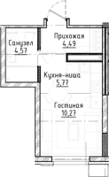 1-комнатная студия в жилом комлексе «Город-на-озере»