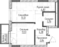 2-комнатная студия в жилом комлексе «Город-на-озере»