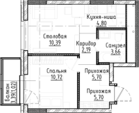 2-комнатная студия в жилом комлексе «Город-на-озере»