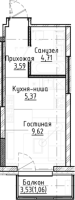 1-комнатная студия в жилом комлексе «Город-на-озере»
