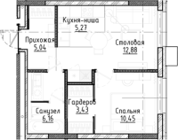 2-комнатная студия в жилом комлексе «Город-на-озере»