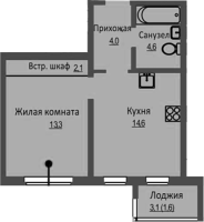 1-комнатная в жилом комлексе «Новый бронный»