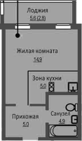 1-комнатная студия в жилом комлексе «Новый бронный»