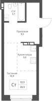 1-комнатная студия в жилом комлексе «Экоград 12 дворов»