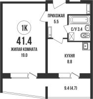 1-комнатная в жилом комлексе «Династия»