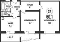 2-комнатная в жилом комлексе «Династия»